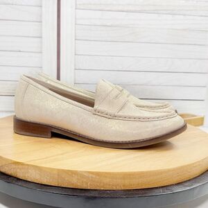 Vionic Waverly Leather Penny Loafers Cream‎ Gold Shimmer 8